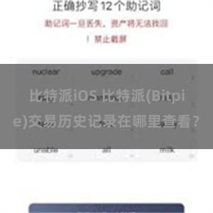 比特派iOS 比特派(Bitpie)交易历史记录在哪里查看？